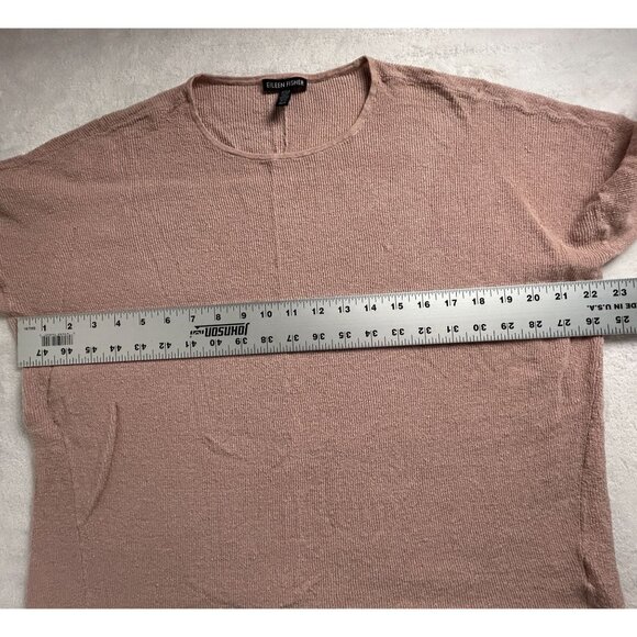 Eileen Fisher Womens Organic Linen Sweater Crepe Crew Neck Box Dusty Pink Medium - Picture 6 of 7